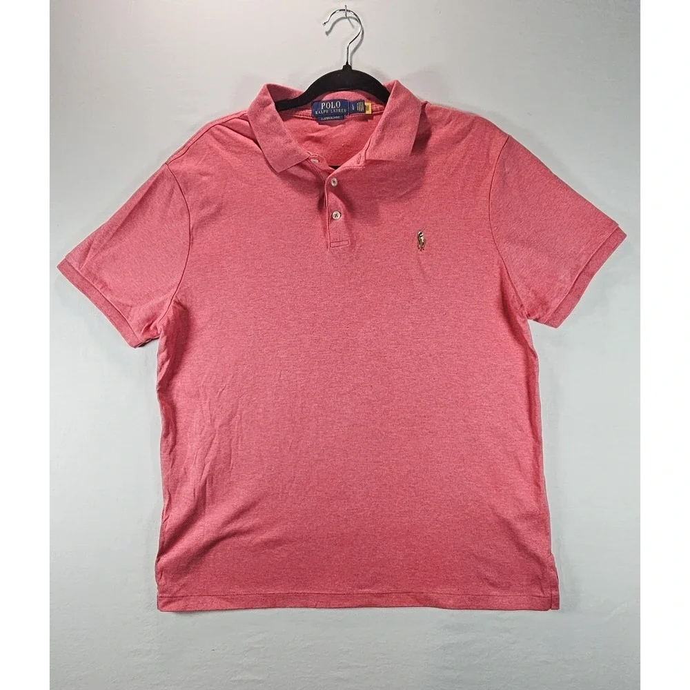 Polo Ralph Lauren Custom Slim Fit Polo Shirt Mens L‎ Pink Heather Pony Logo
